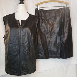 Black Leather Skirt With Vest